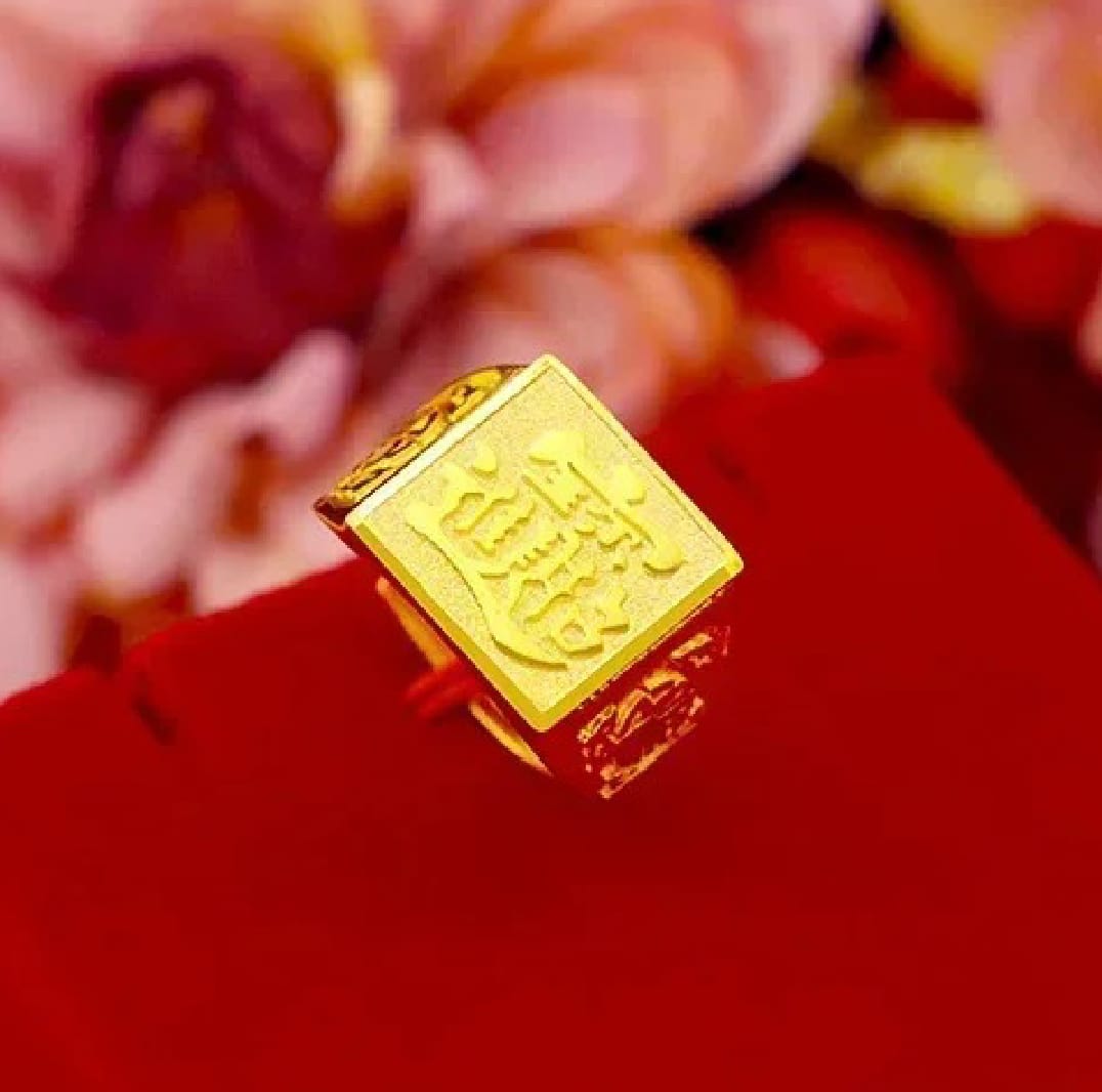 1Luxe Kollection By 🌐 CS7LLC.com™ 24K Real Gold Fortune Adjustable Women’s & Unisex Ring in Customized Sizes