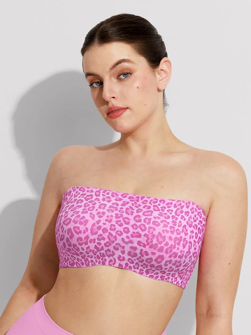 Pink Leopard Print Bandeau Top