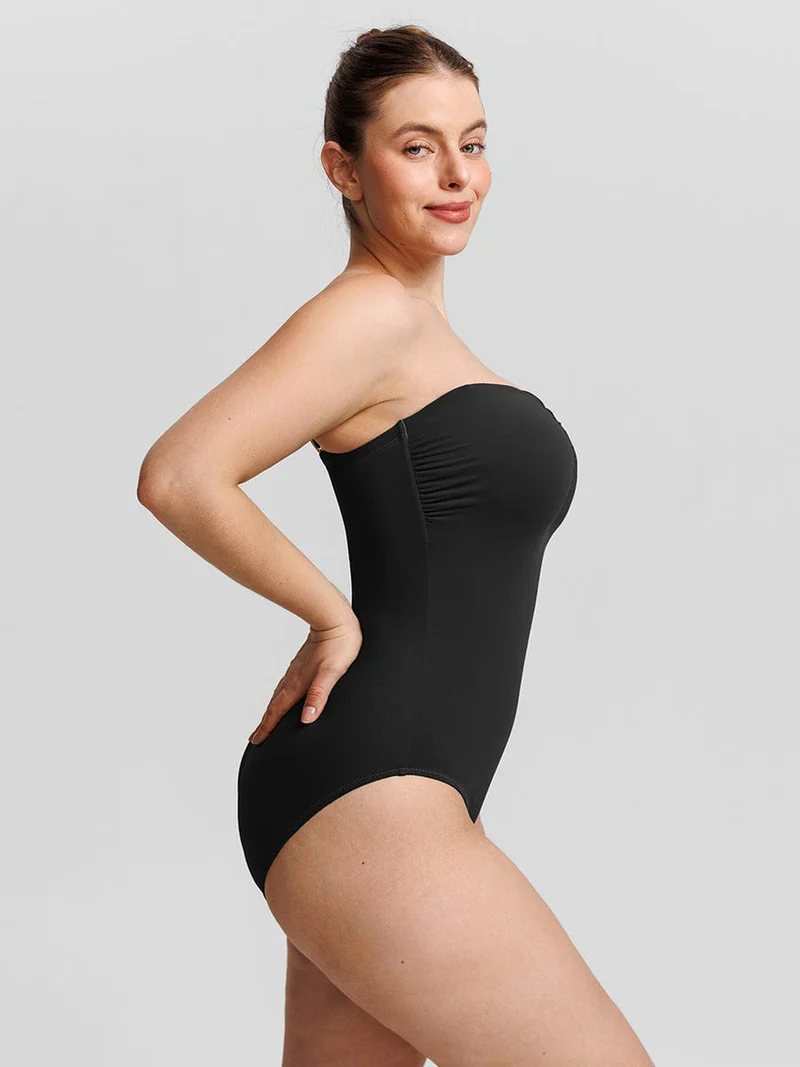 U Wire Mesh Tummy Control One Piece Shapewear Swimsuit with Removable Pads