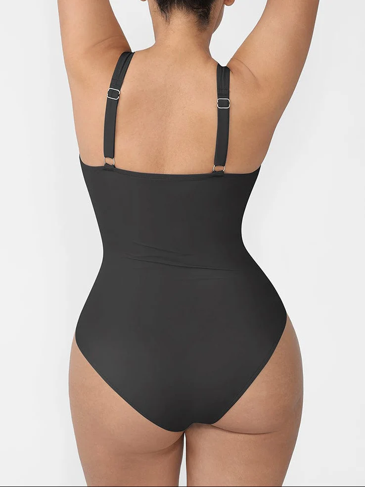 Zipper Front Waist Tummy Control Swimsuit