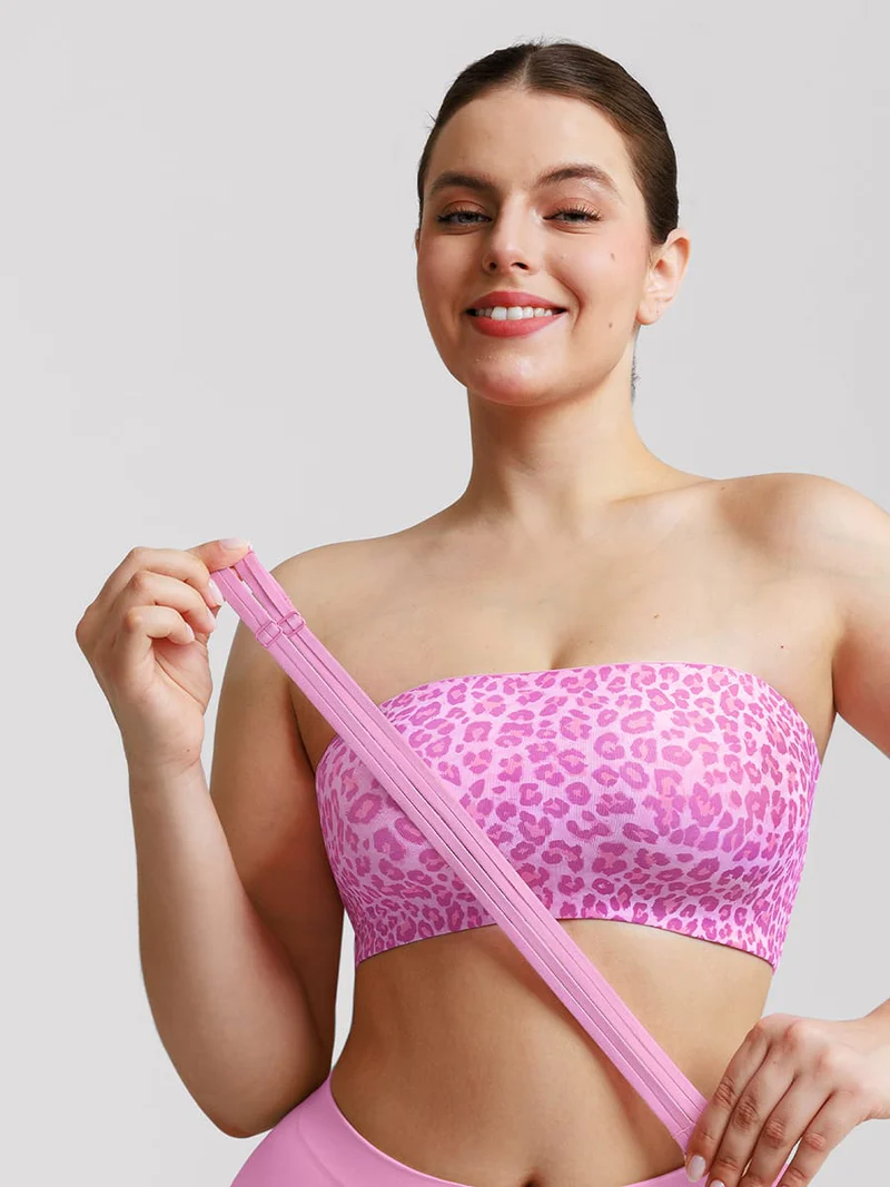 Pink Leopard Print Bandeau Top