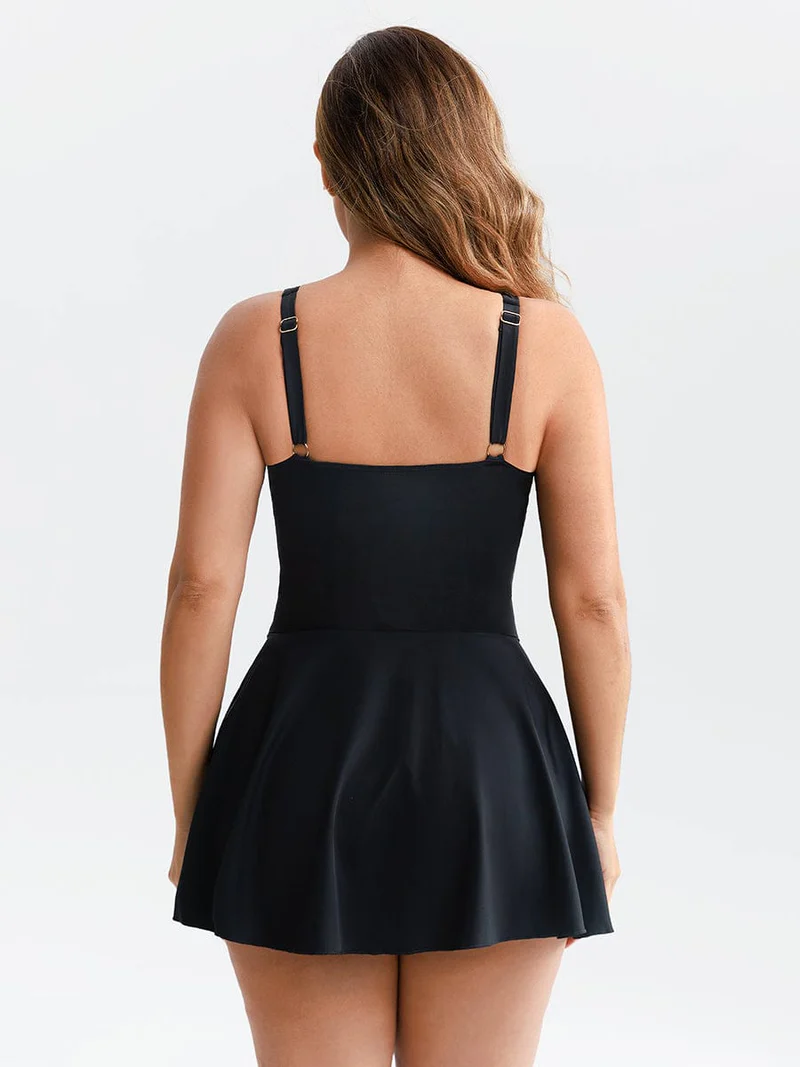 Ruched Shaping Mesh One Piece Swimsuit with Removable Pads