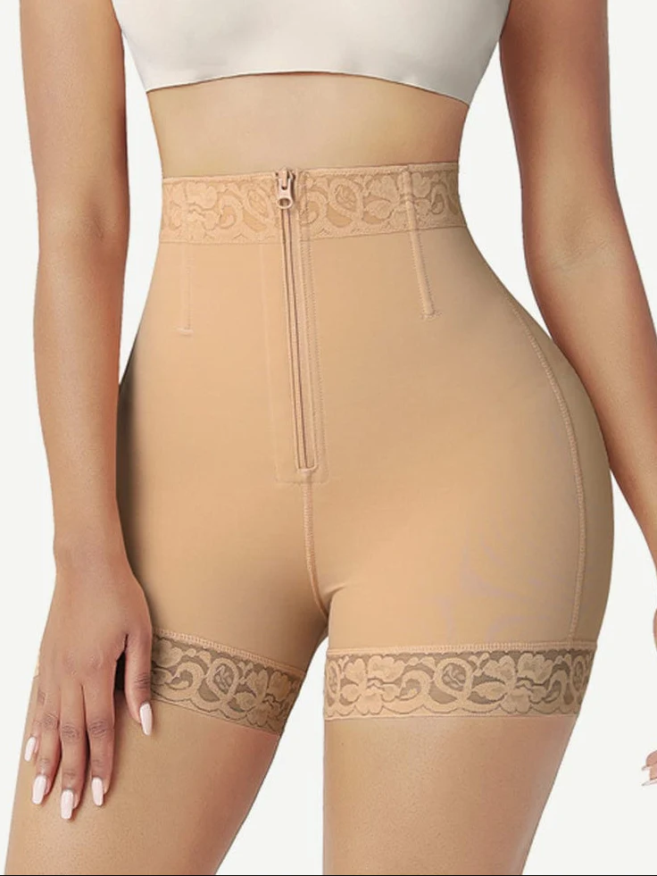 Front Zipper Butt Lifter Shorts High Waist Curve-Creating