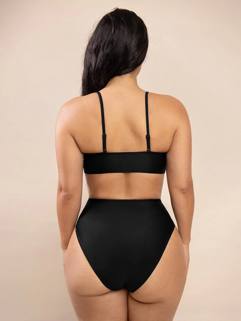 Black Cross Front Bralette Swimsuit  