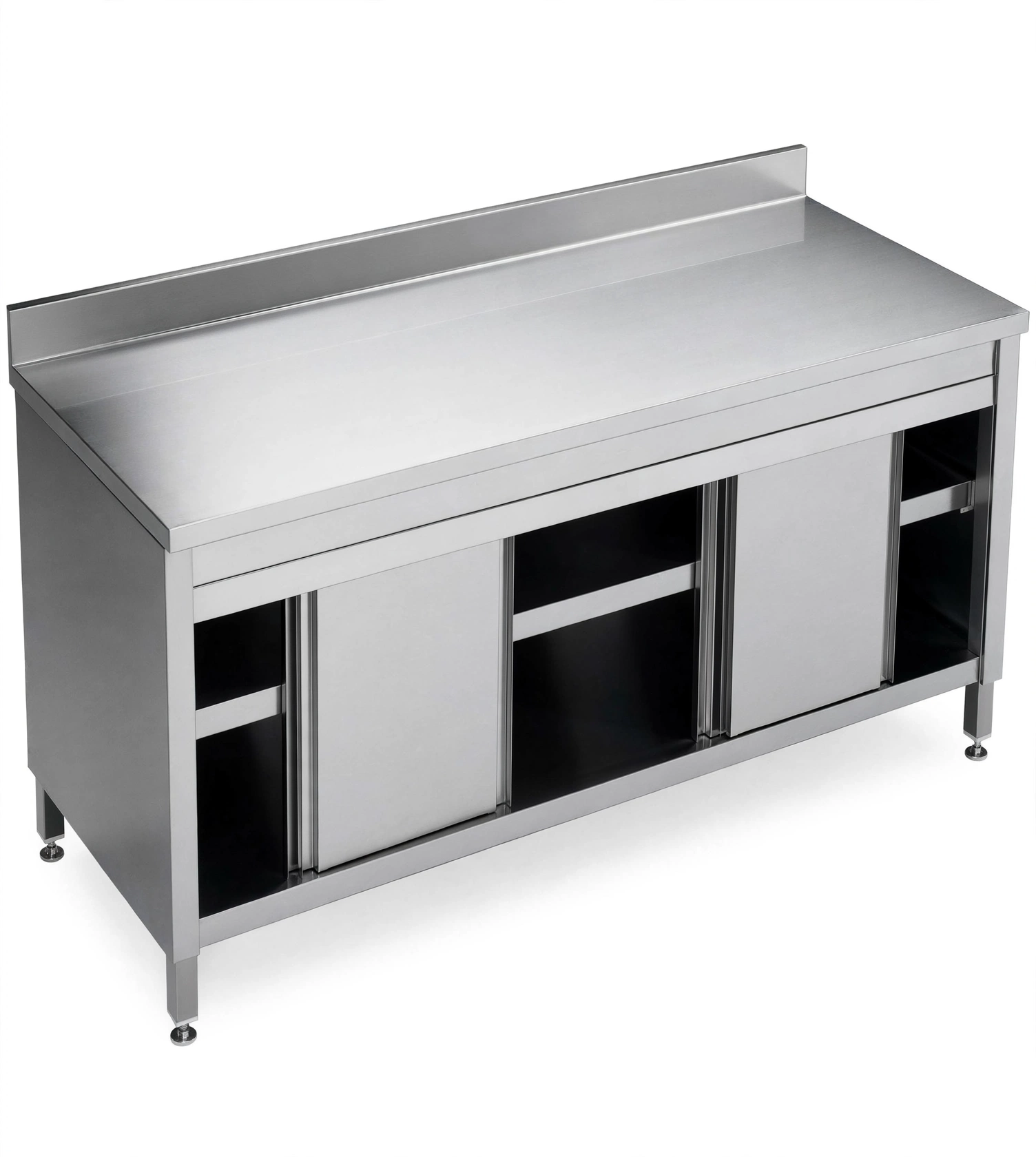 Stainless Steel Work Table with Sliding Doors