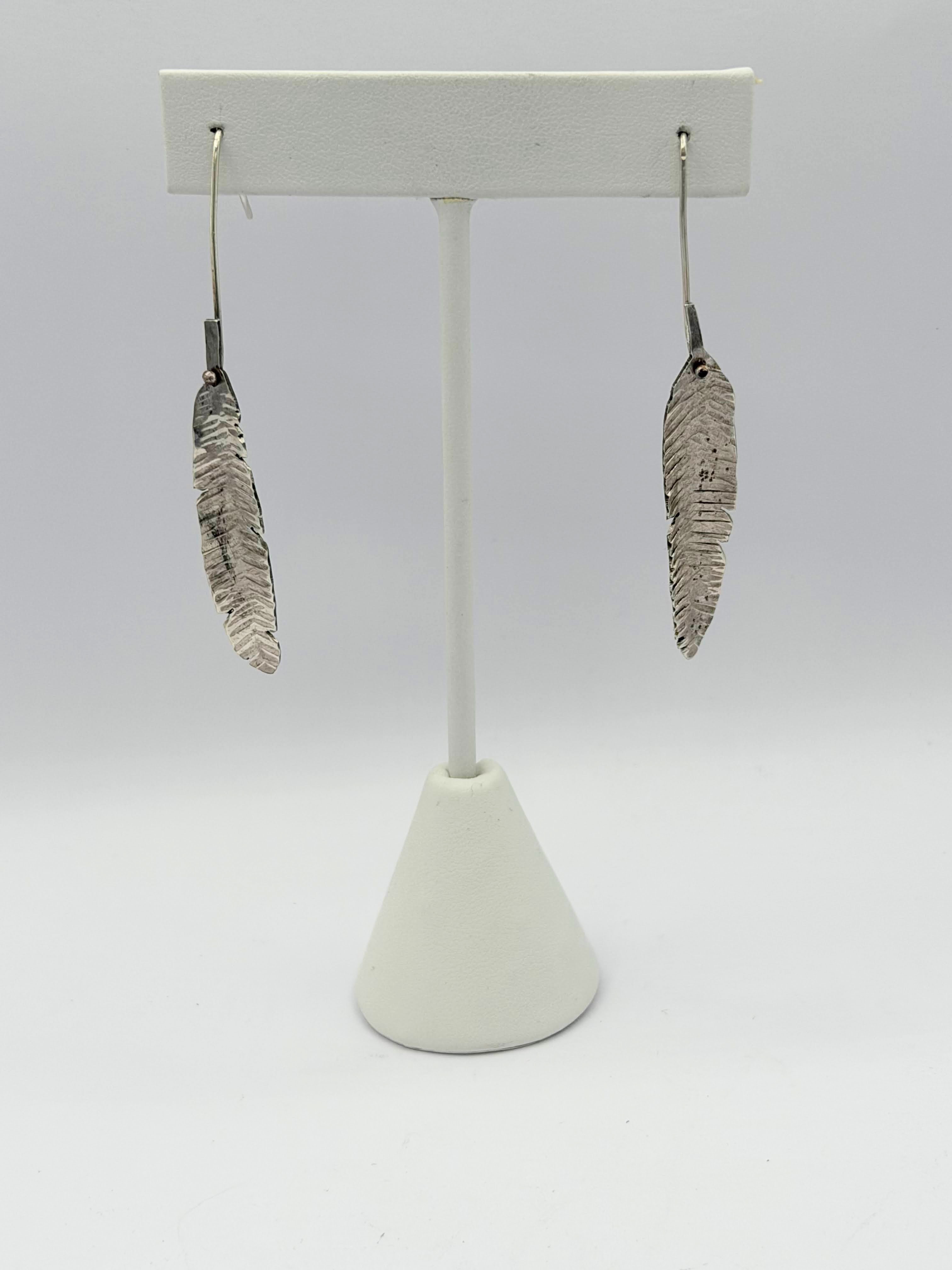 Sterling Silver Feather Earrings