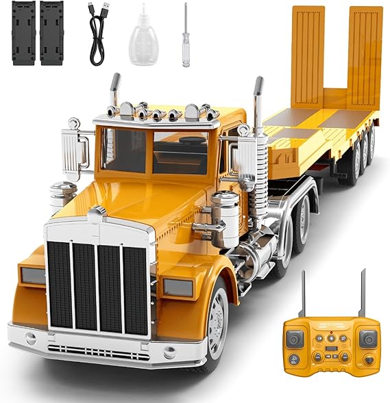 KIDMARKT FPV RC Semi Truck with Flatbed Trailer