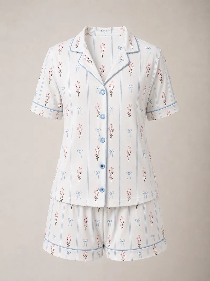 Pijama Curto Floral Feminino