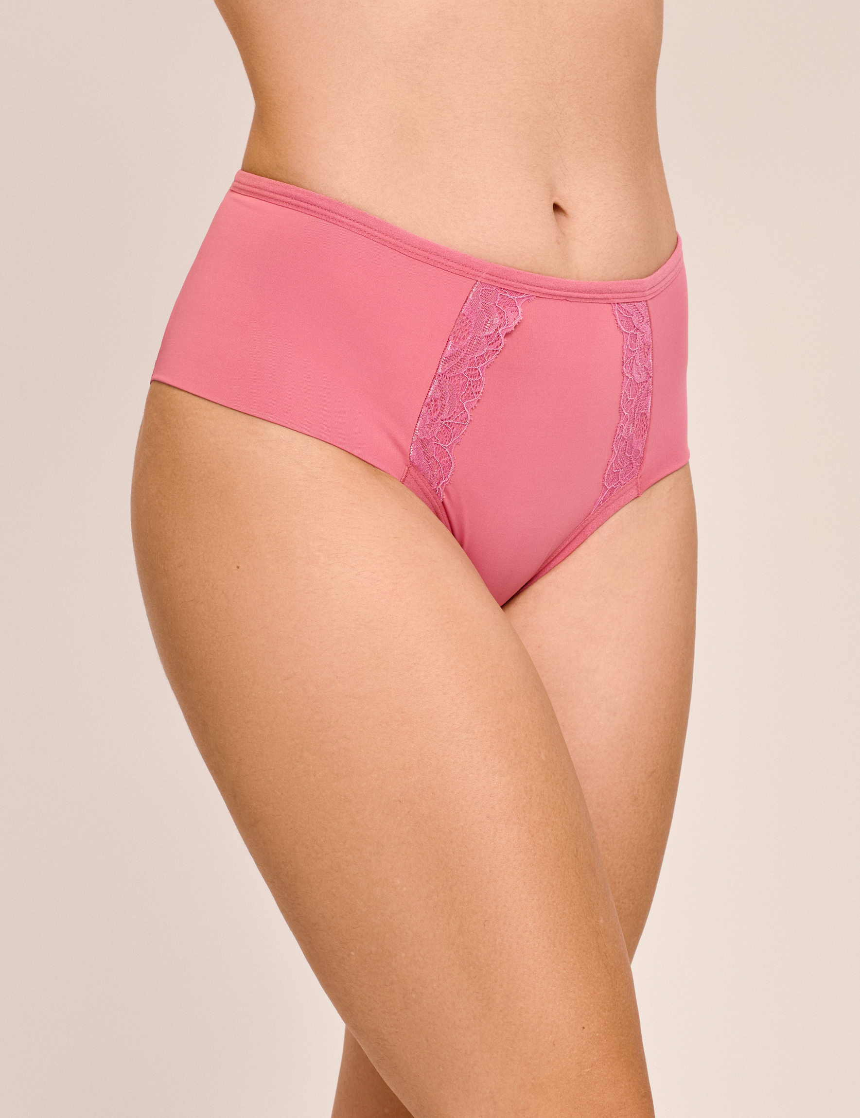 Calcinha Alta Rosa com Renda Francisca