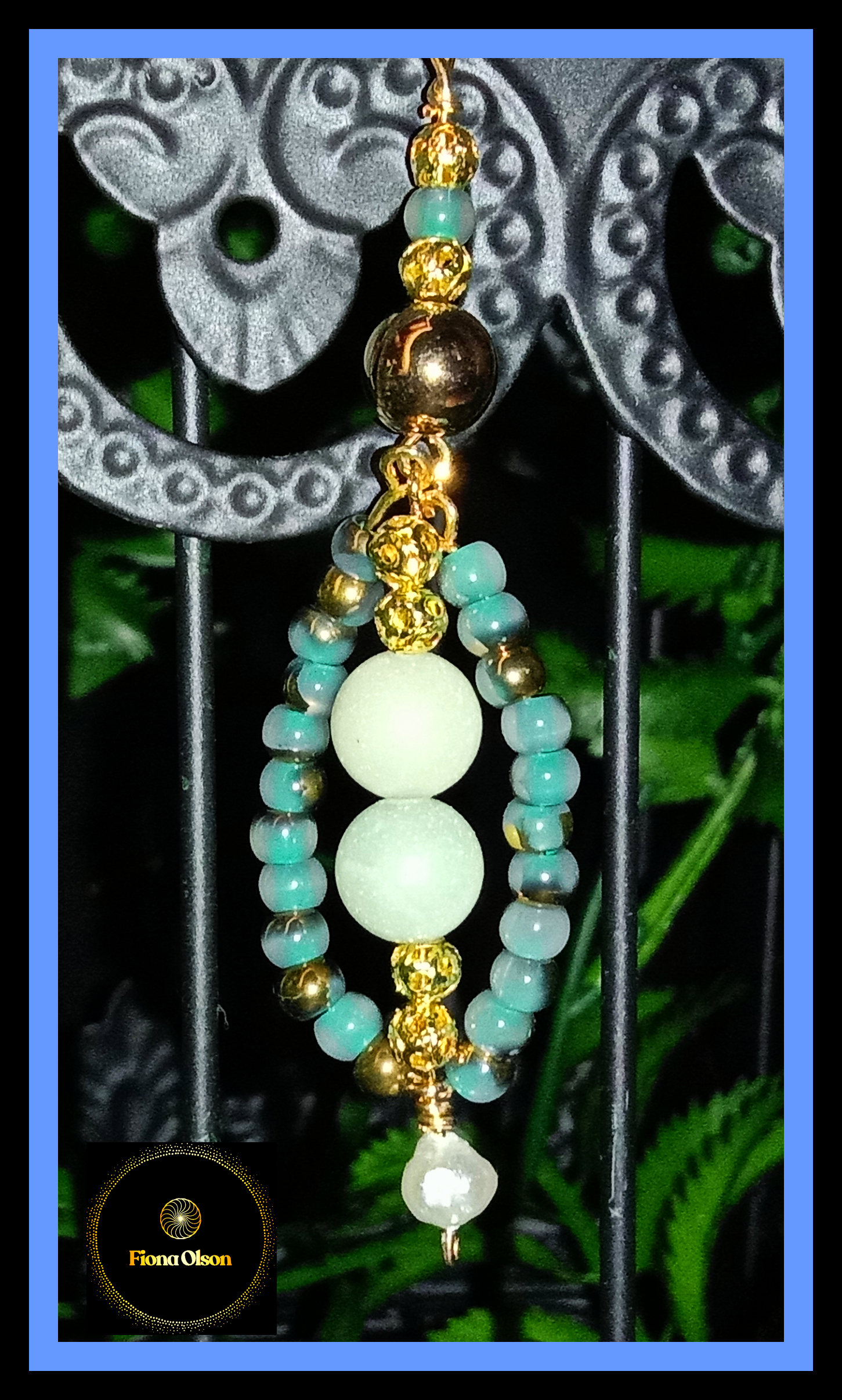 "Tranquility" Amazonite & Freshwater Peal Beaded Pendant