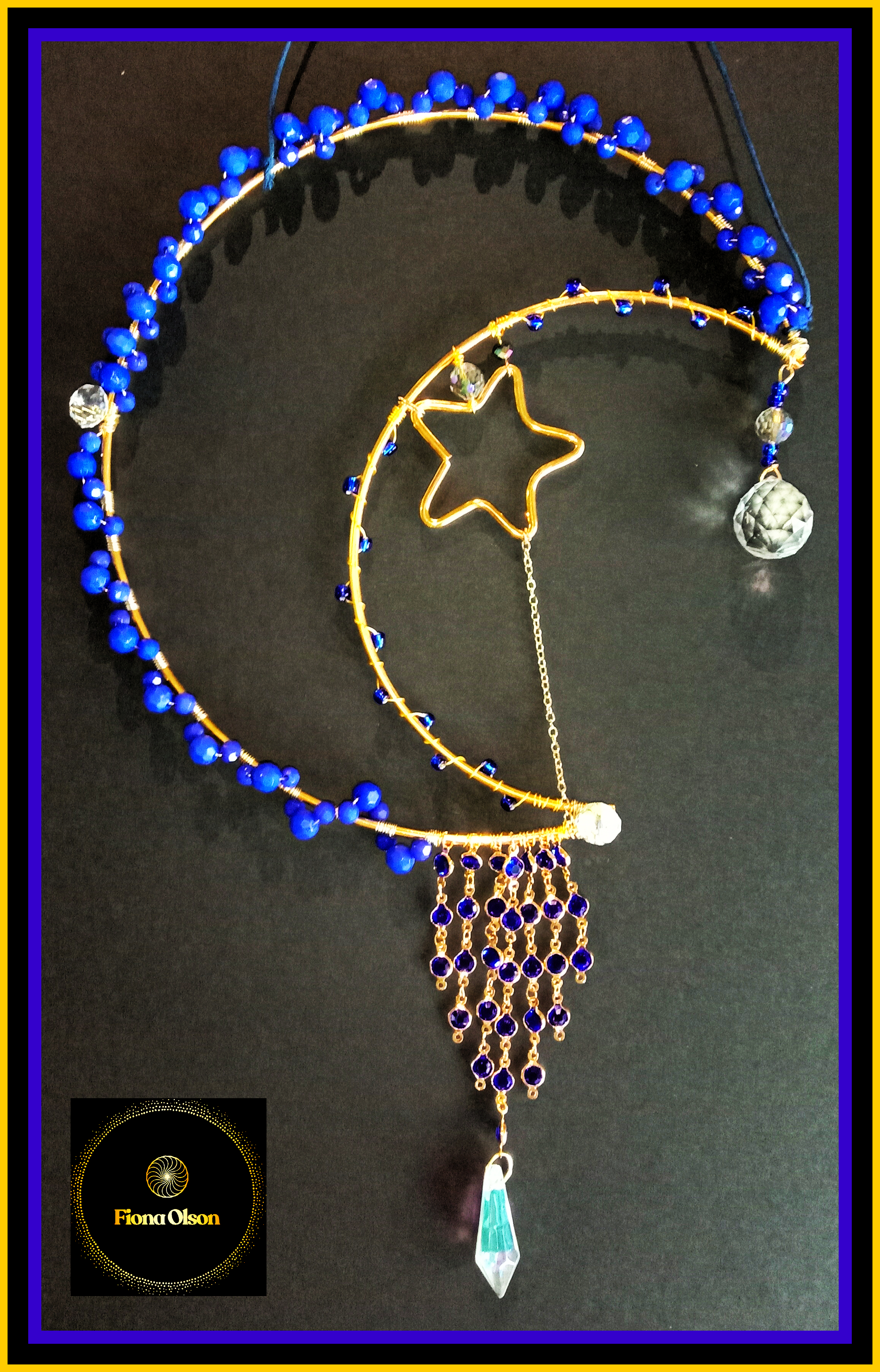 'Magic Of The Moon'  Aritsan Beaded Crescent Moon Suncatcher 