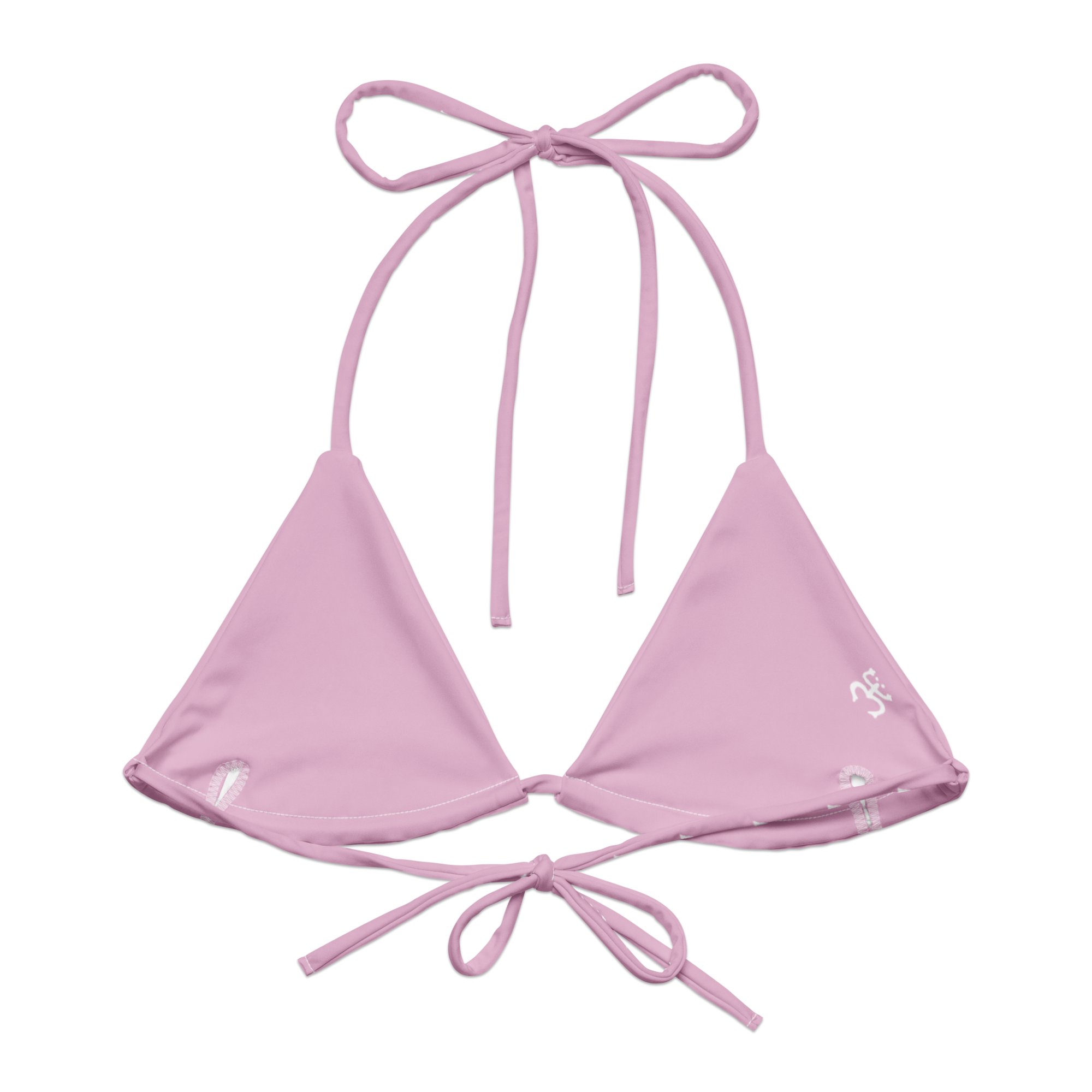 Coquí Print Eco Friendly String Bikini Top- Pink/ White