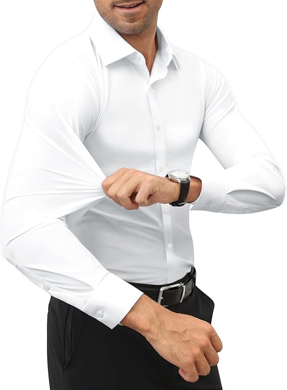 Lion Nardo Stretch Mens Dress Shirts Long Sleeve Slim Fit Dress Shirts for Men Muscle Fit Wrinkle Free Button Down Shirt