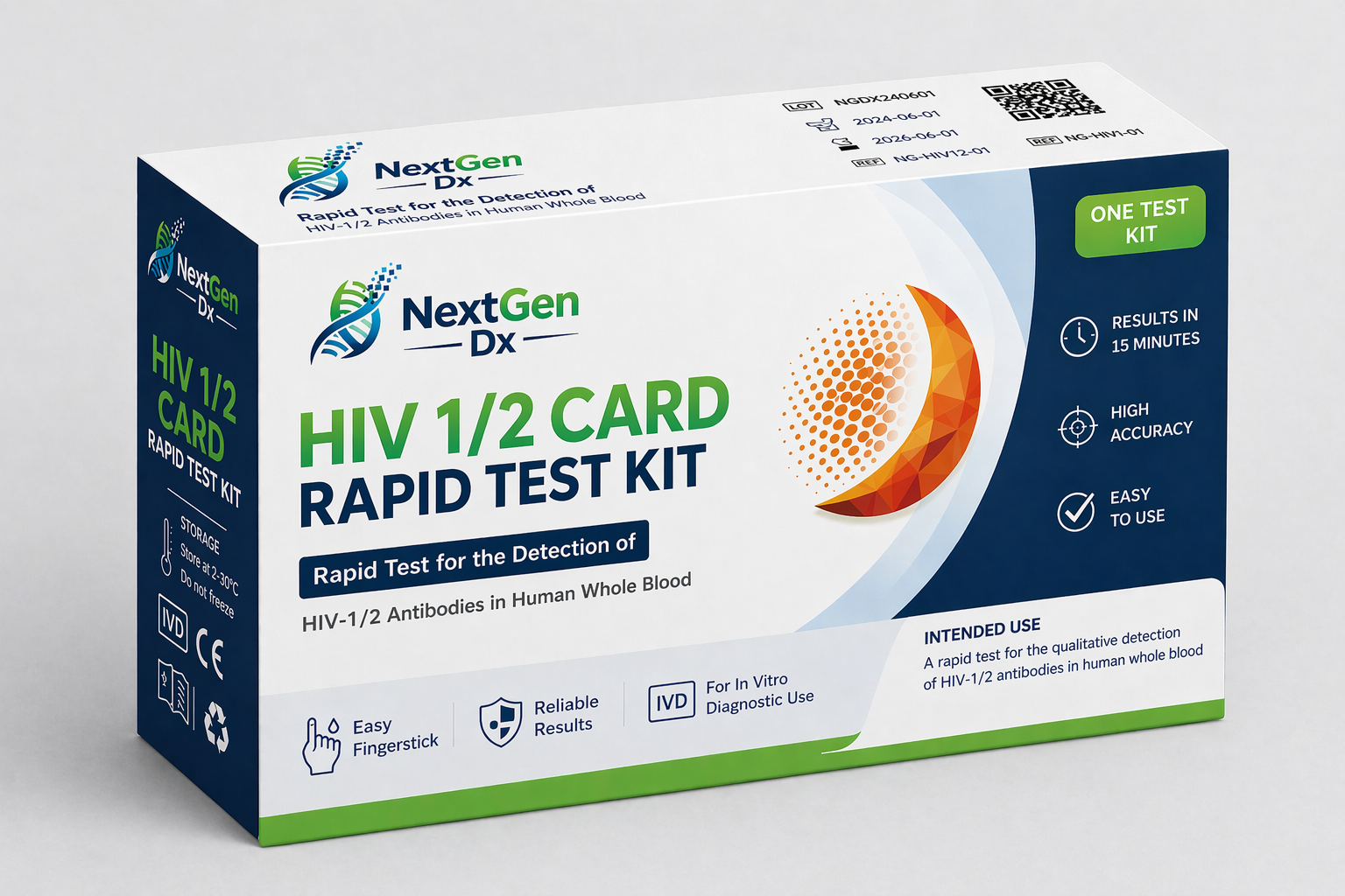 HIV 1/2 Card Rapid Test Kit - Nextgen Dx