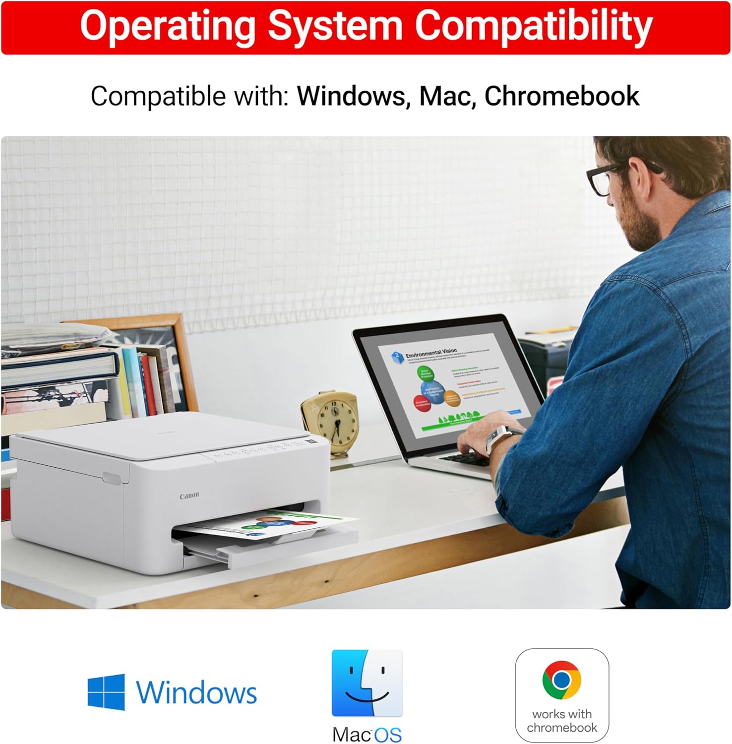 Canon PIXMA TS4320 Wireless Color Inkjet Printer for Duplex Printing, White – Home Printer with Copier/Scanner, Compact Design, Easy Setup, 1 Year Limited Warranty