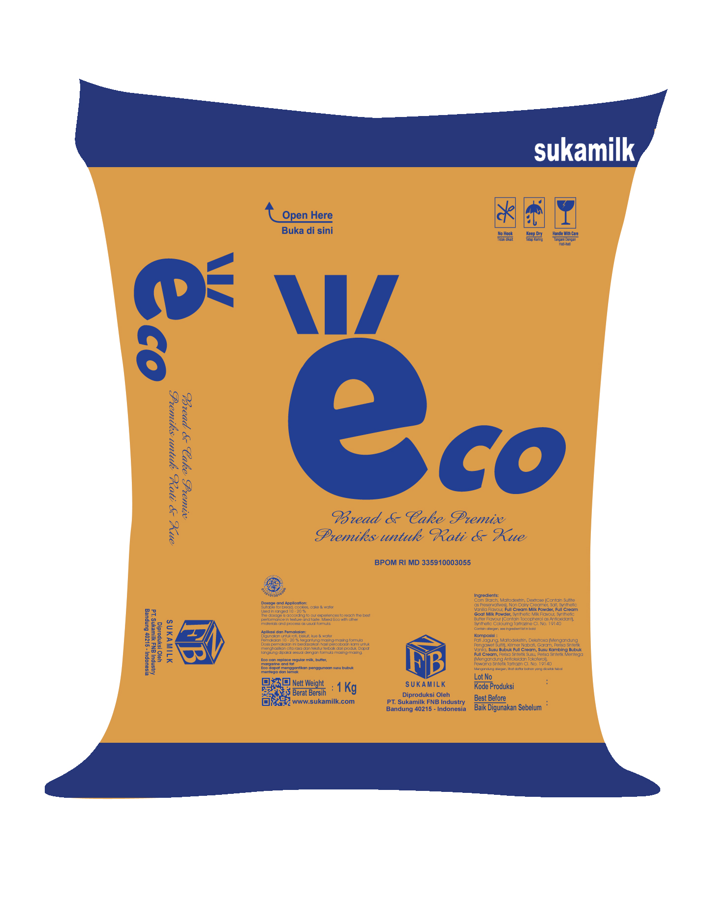 Susu Bubuk untuk Bahan Baku Roti & Kue, Pastri, Es krim, Makanan dan Minuman ECO (1kg)