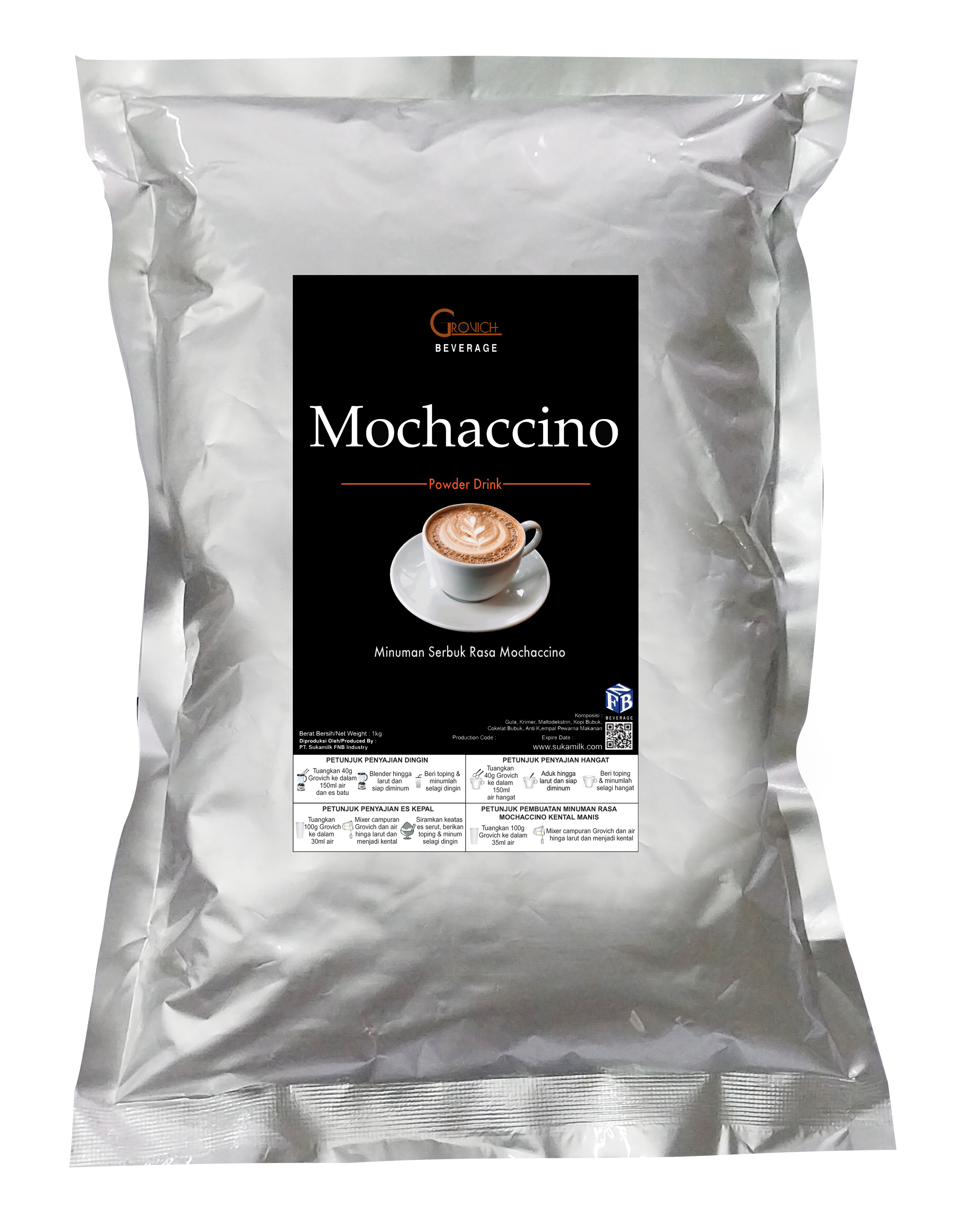 Minuman Bubuk rasa Moccacino (Mochaccino powder drink) GROVICH 1kg