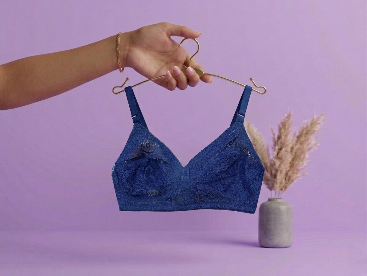 Elegant Blue Lace Bra