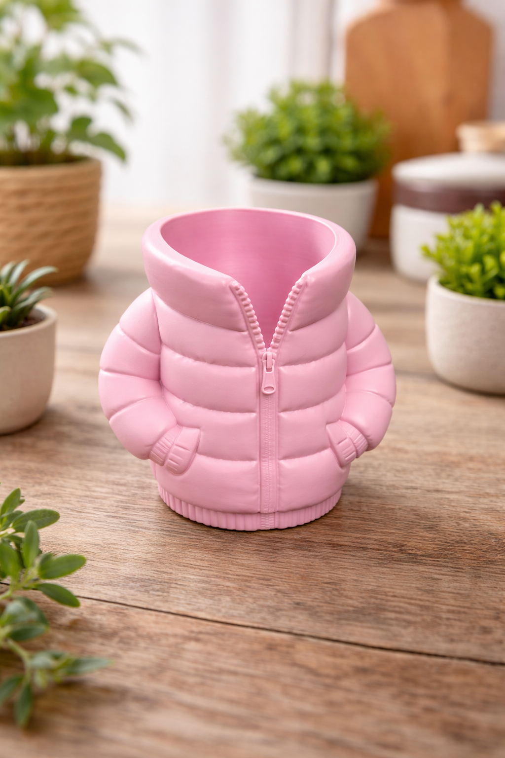 Porta lapis casaco acolchoado rosa