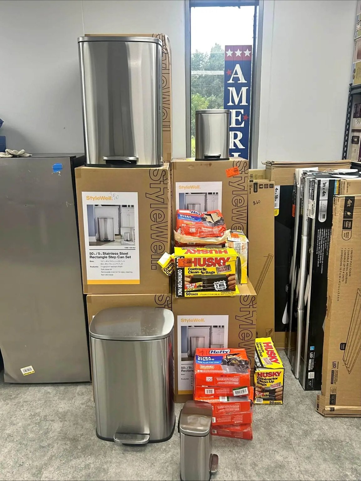 Stainless Steel Trash Can Set Pallets