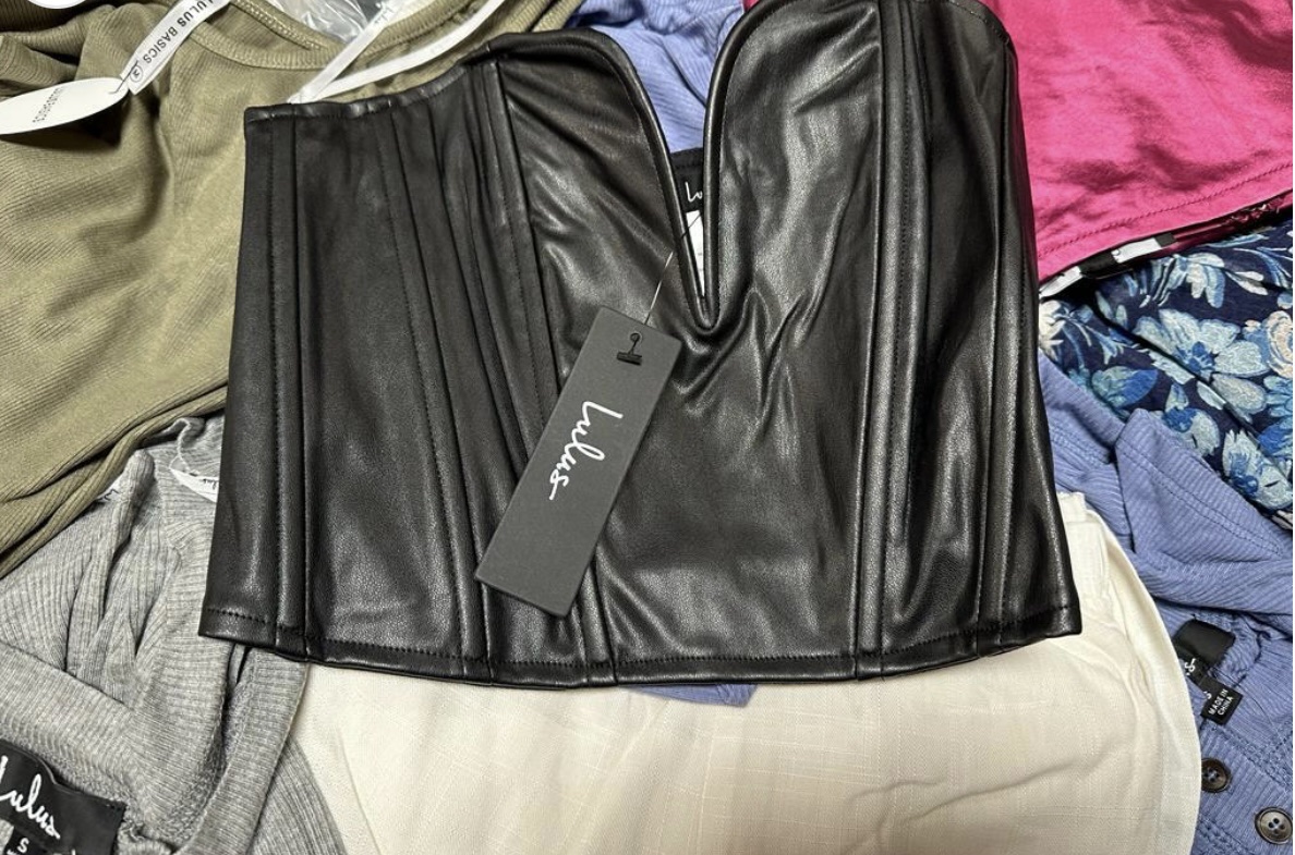 Black Faux Leather Corset Top Pallets