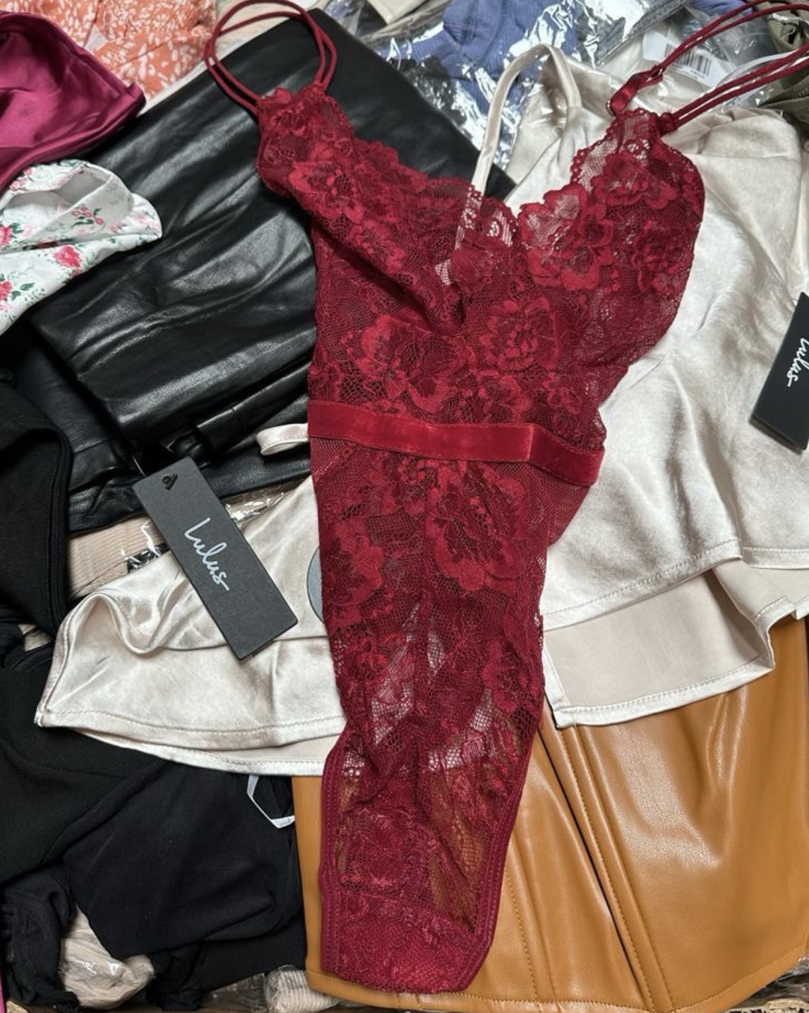 Red Lace Bodysuit Pallets