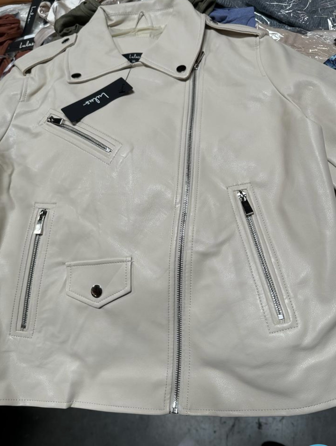 White Leather Biker Jacket Pallets