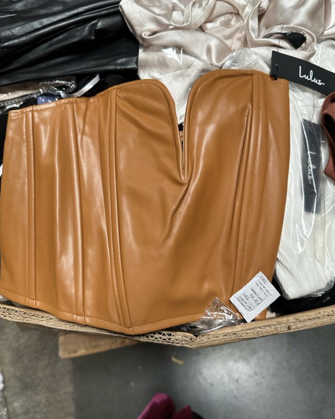 Brown Faux Leather Corset Top Pallets