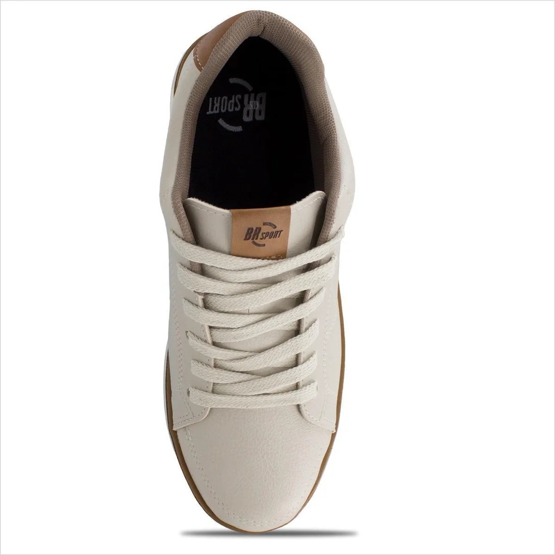 Tênis Masculino BR Sport Sola Amortecedor Off White Casual Confortável