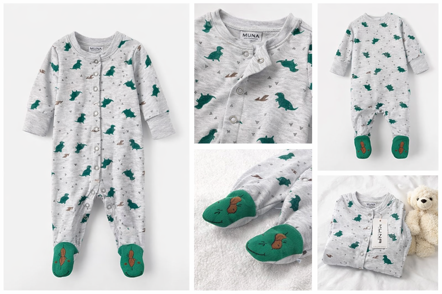 Baby Dinosaur Footed Sleepsuit