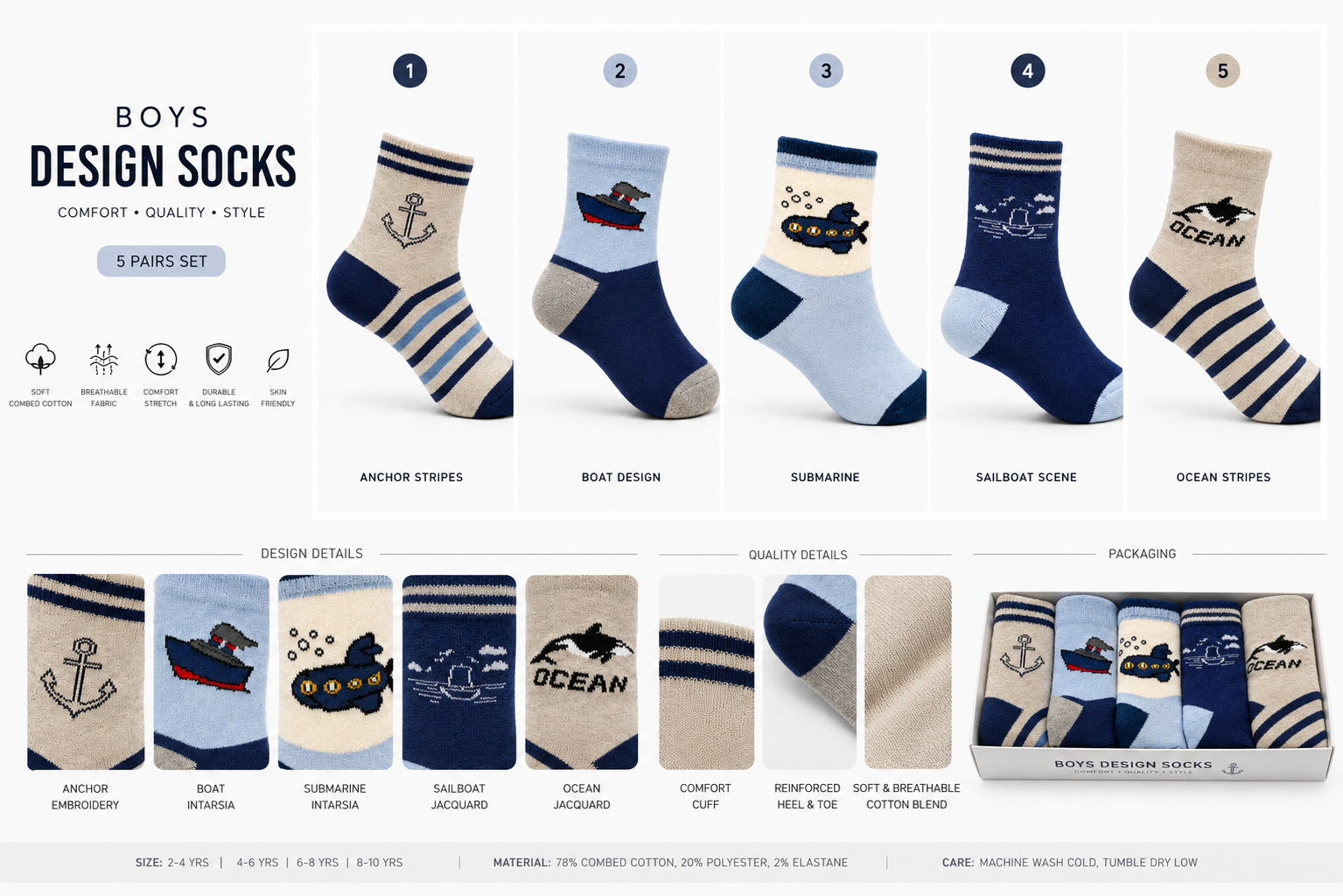 Lot de Chaussettes bleu marine pour enfant