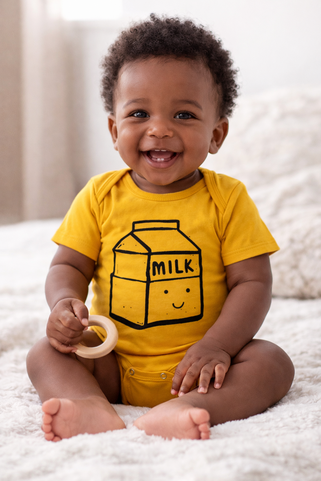 Milk Carton Baby Bodysuit – Mustard Yellow