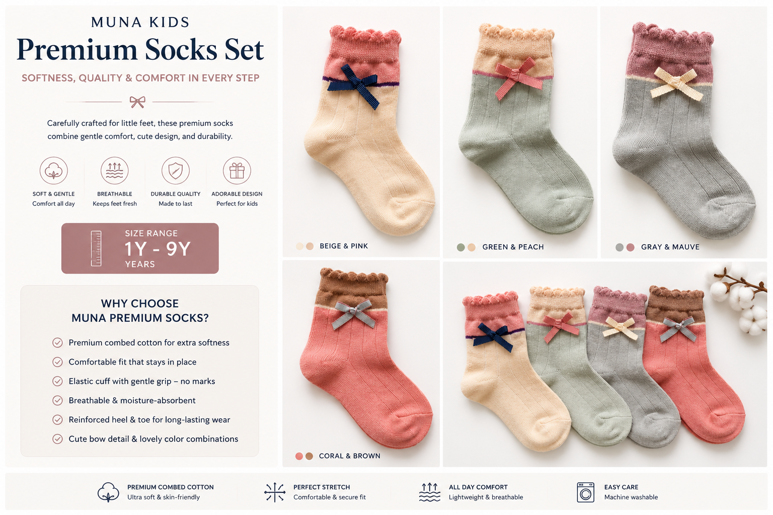 Lot de chaussettes premium MUNA pour enfant