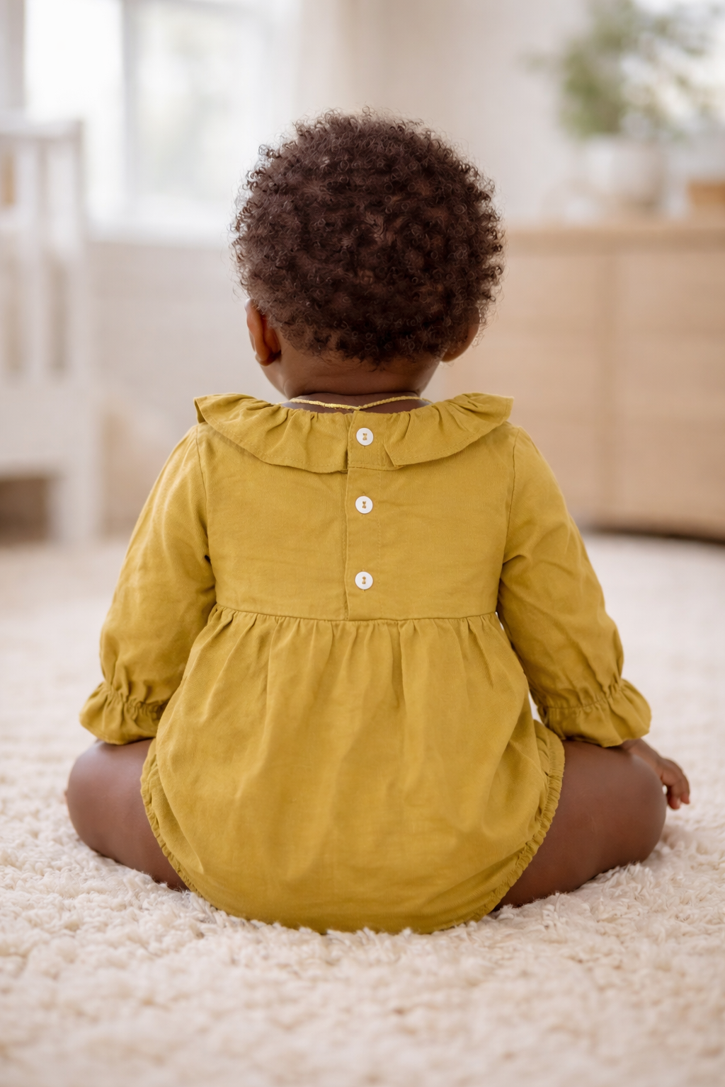 Soft Cotton Baby Romper with Ruffled Collar