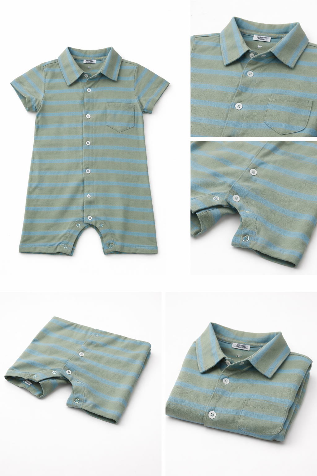 Baby Boys’ Striped Button-Front Romper
