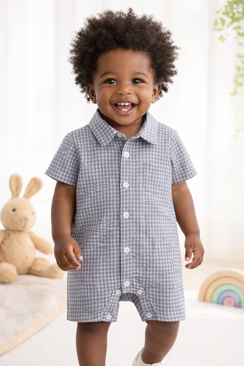 Classic Gingham Baby Romper