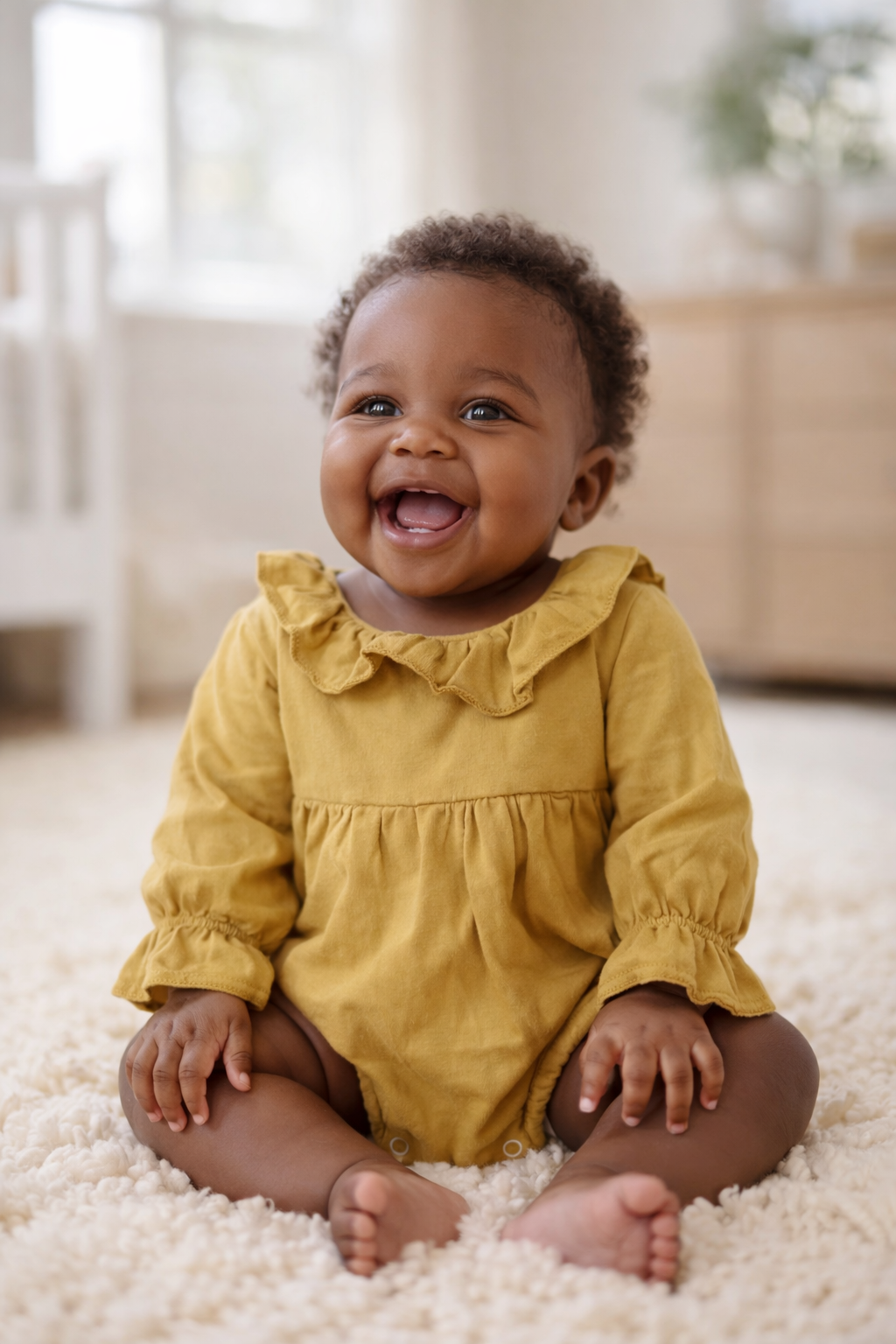 Soft Cotton Baby Romper with Ruffled Collar