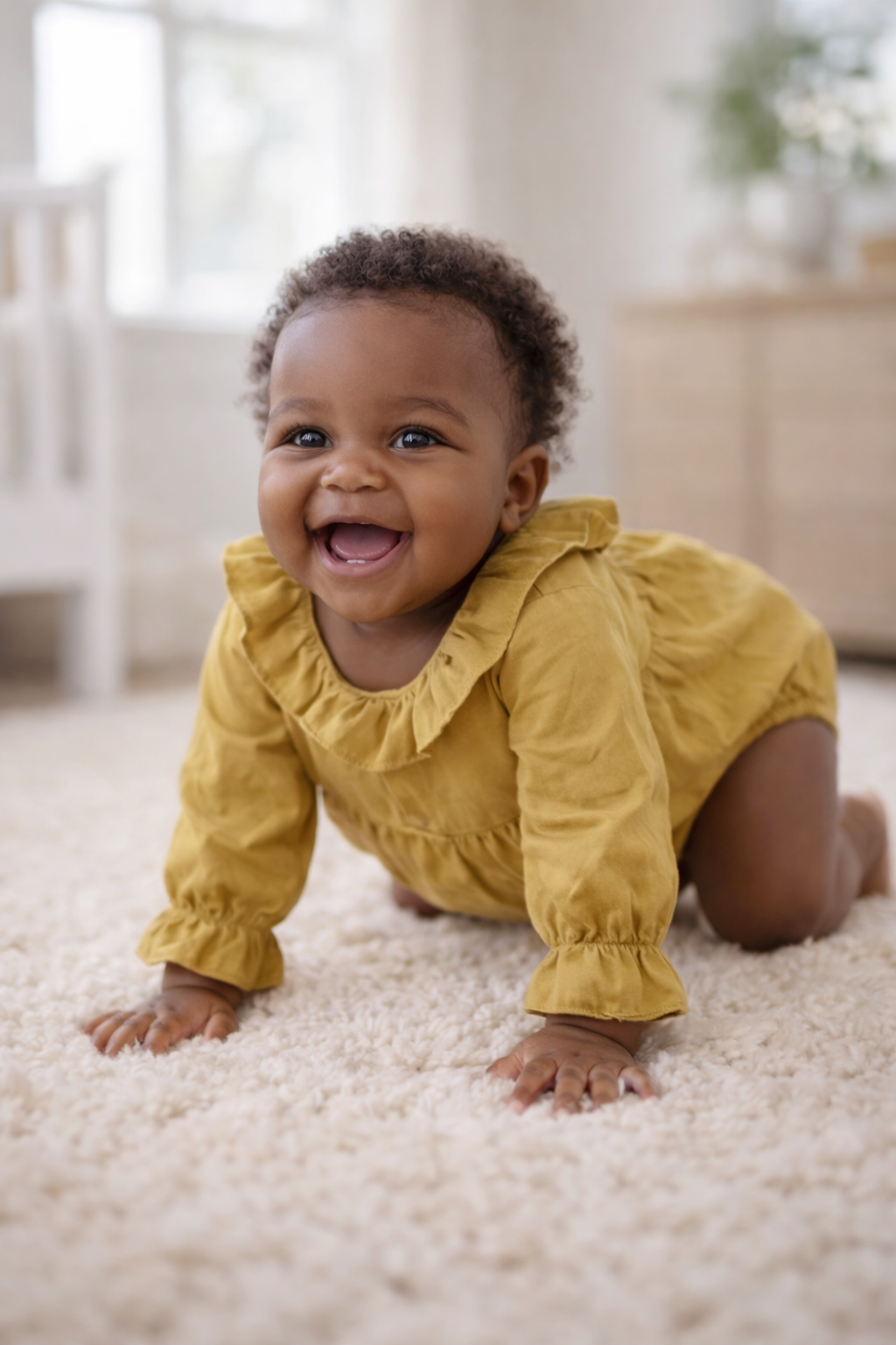 Soft Cotton Baby Romper with Ruffled Collar