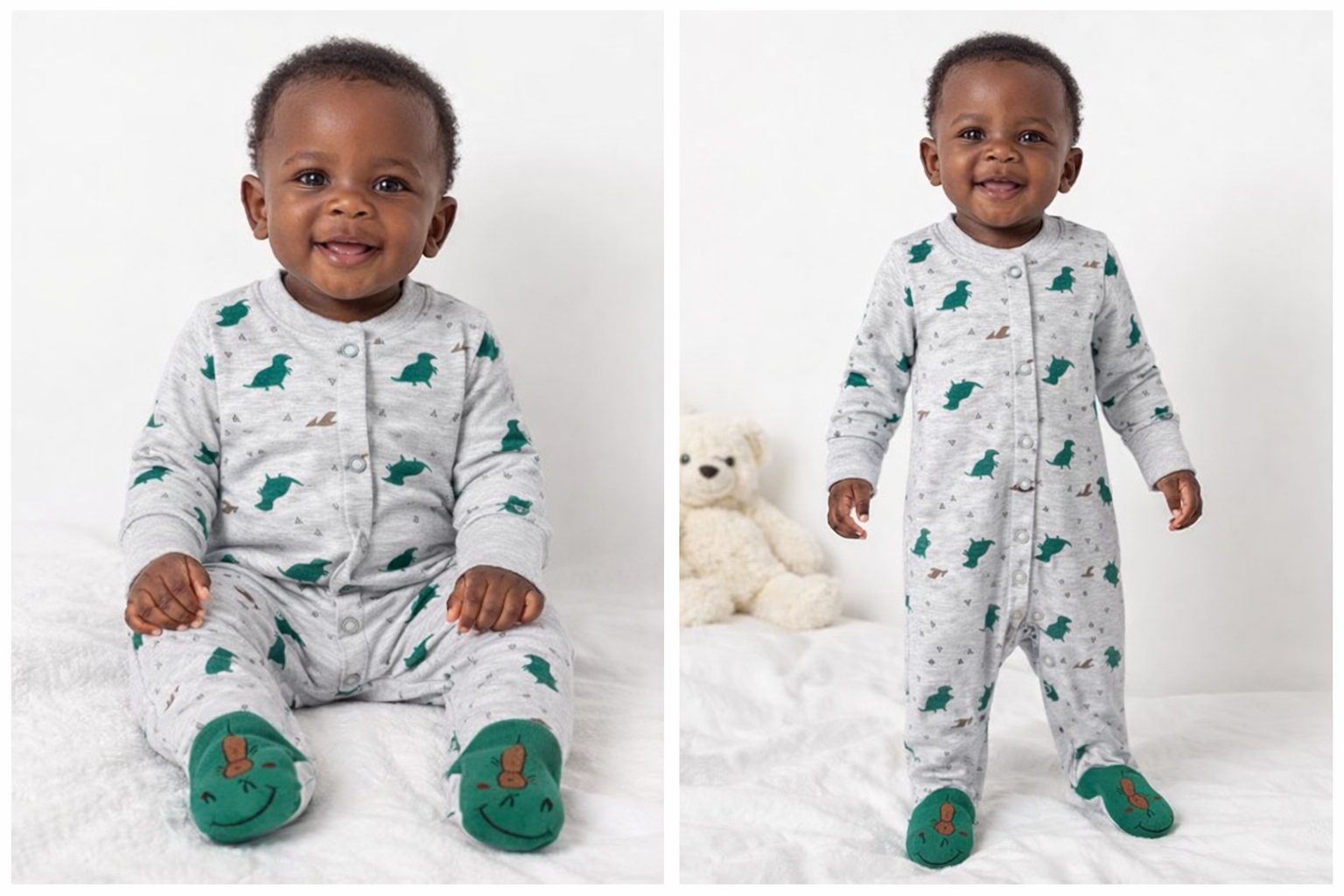 Baby Dinosaur Footed Sleepsuit