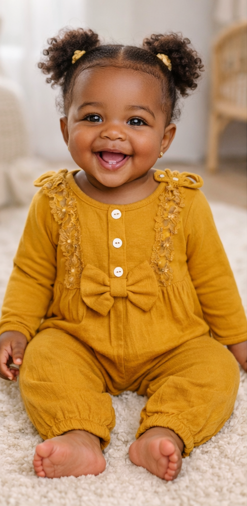 Combinaison Bébé Fille avec Dentelle et Nœud