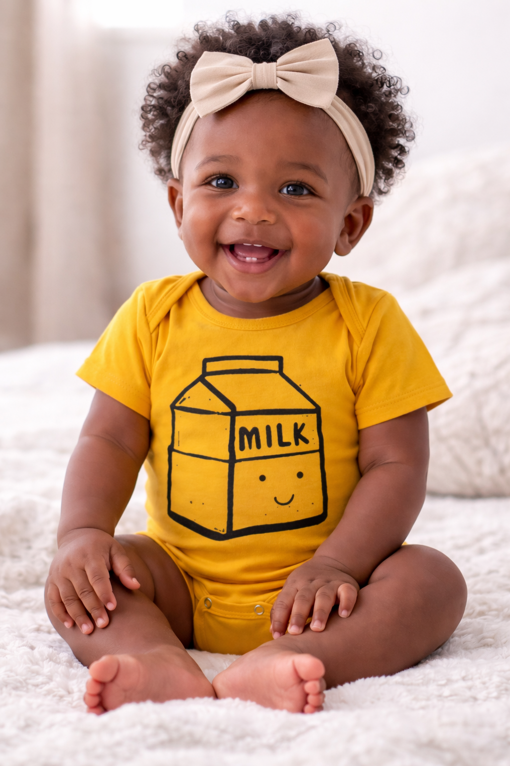 Milk Carton Baby Bodysuit – Mustard Yellow