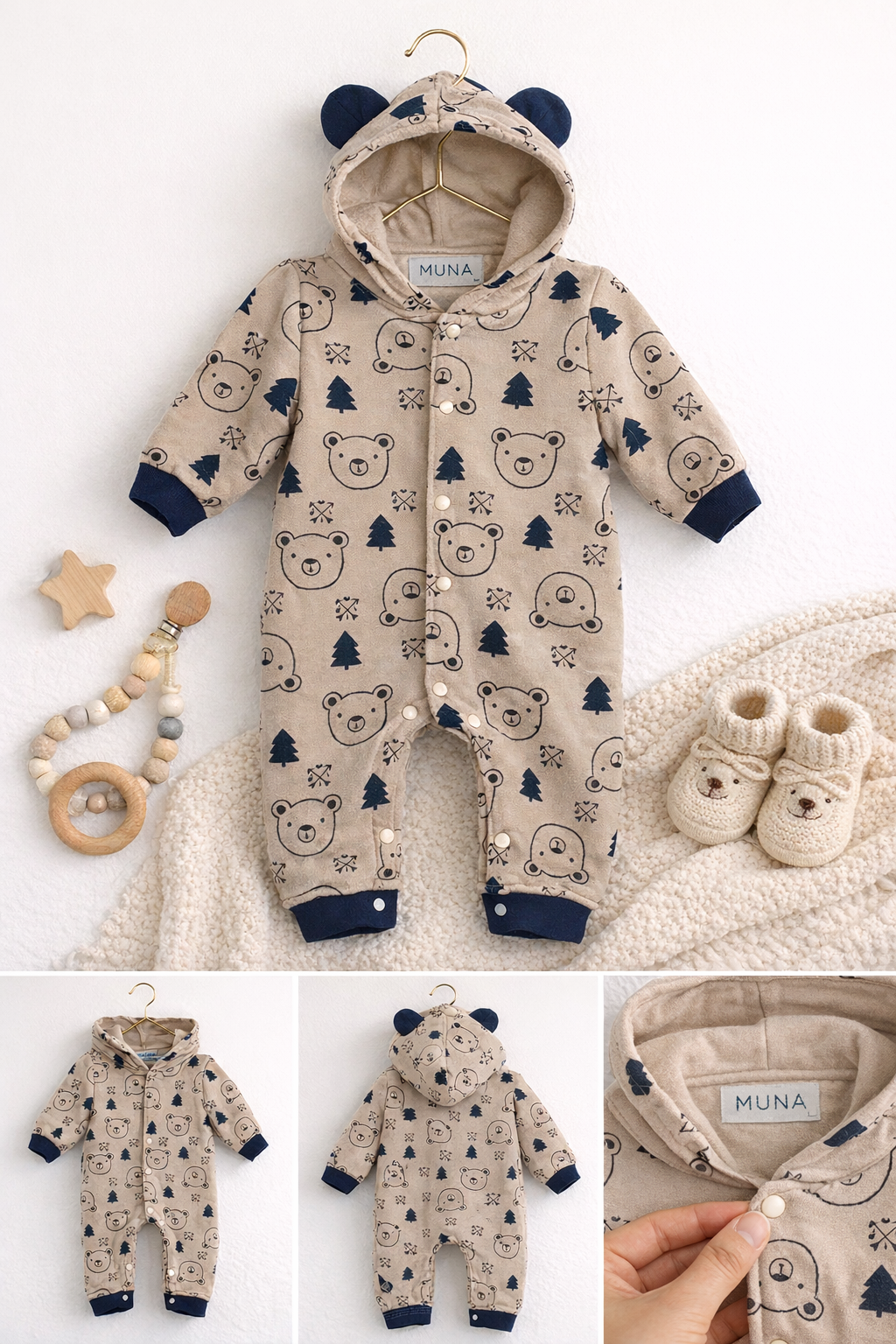 Baby Hooded Onesie – Bear