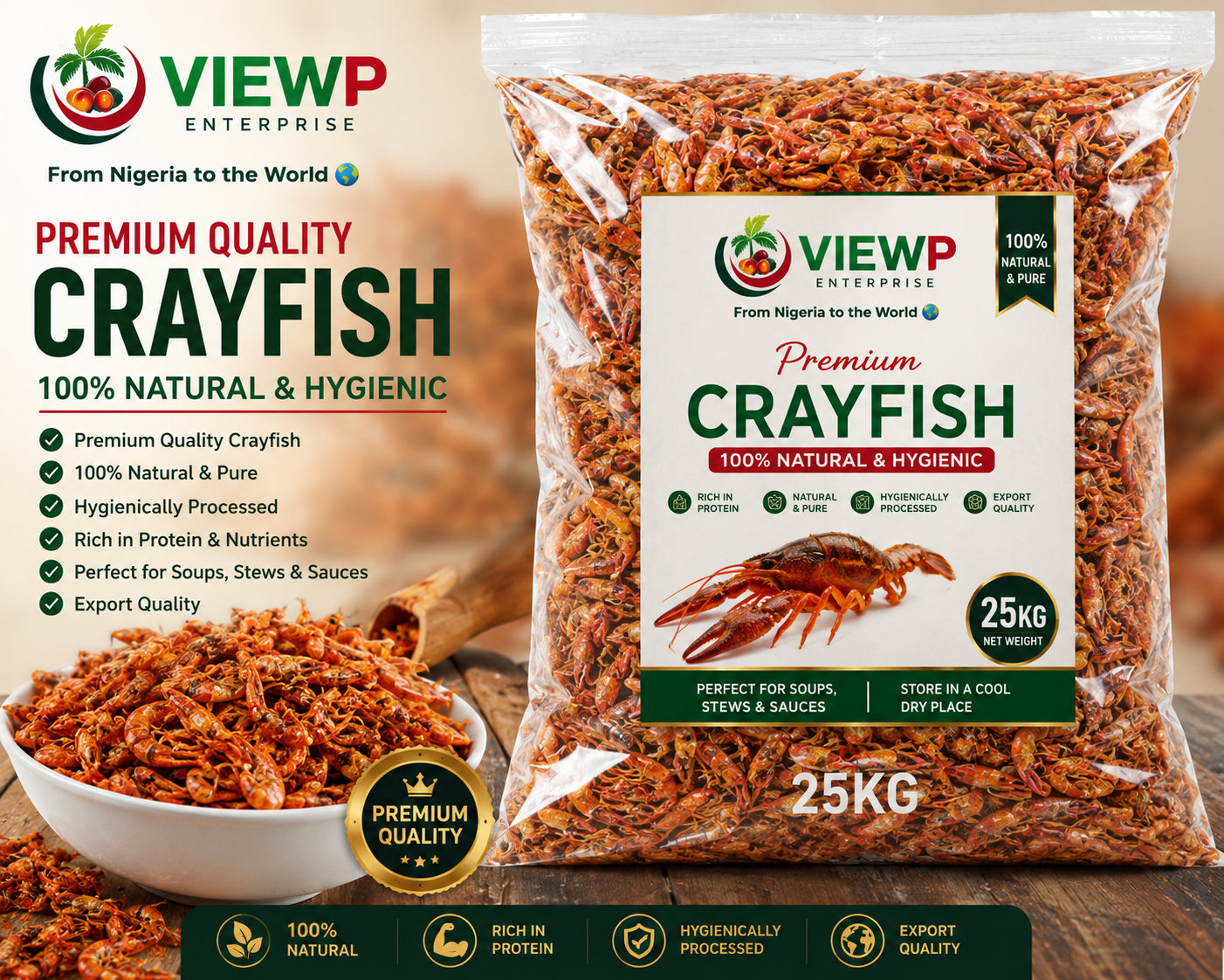 Premium Quality Crayfish 16,000 per custard Bucket