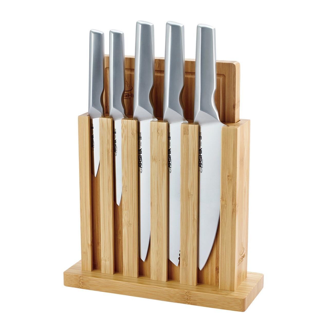 Stainless Steel Knife Set with Bamboo Block