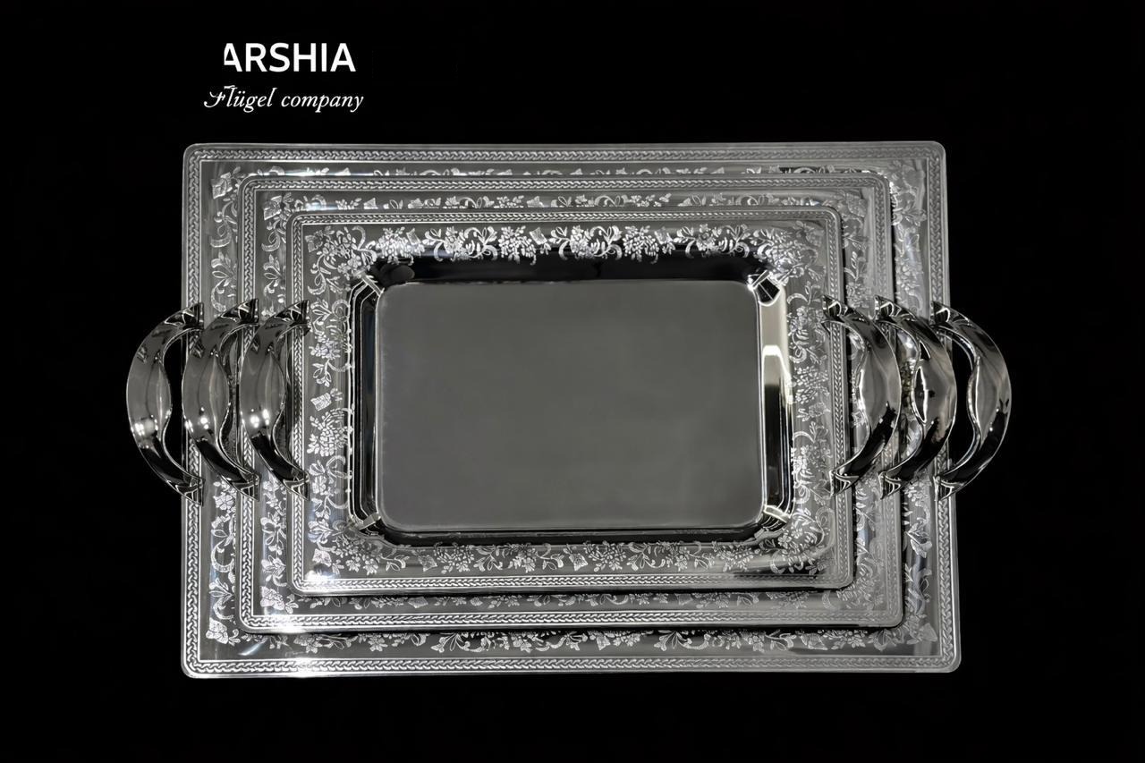ARSHIA Silver Serving Tray Set 3pcs