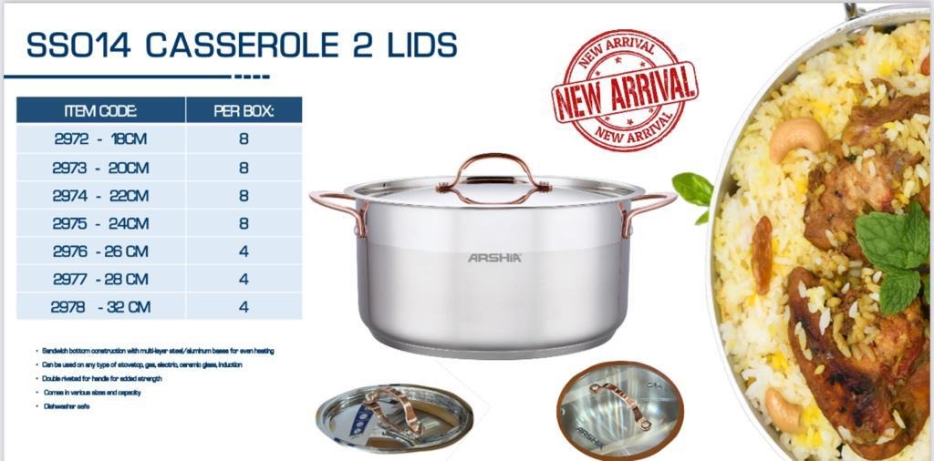 SS014 Casserole with 2 Lids