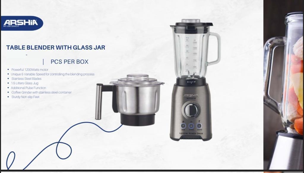 Arshia Table Blender with Glass Jar