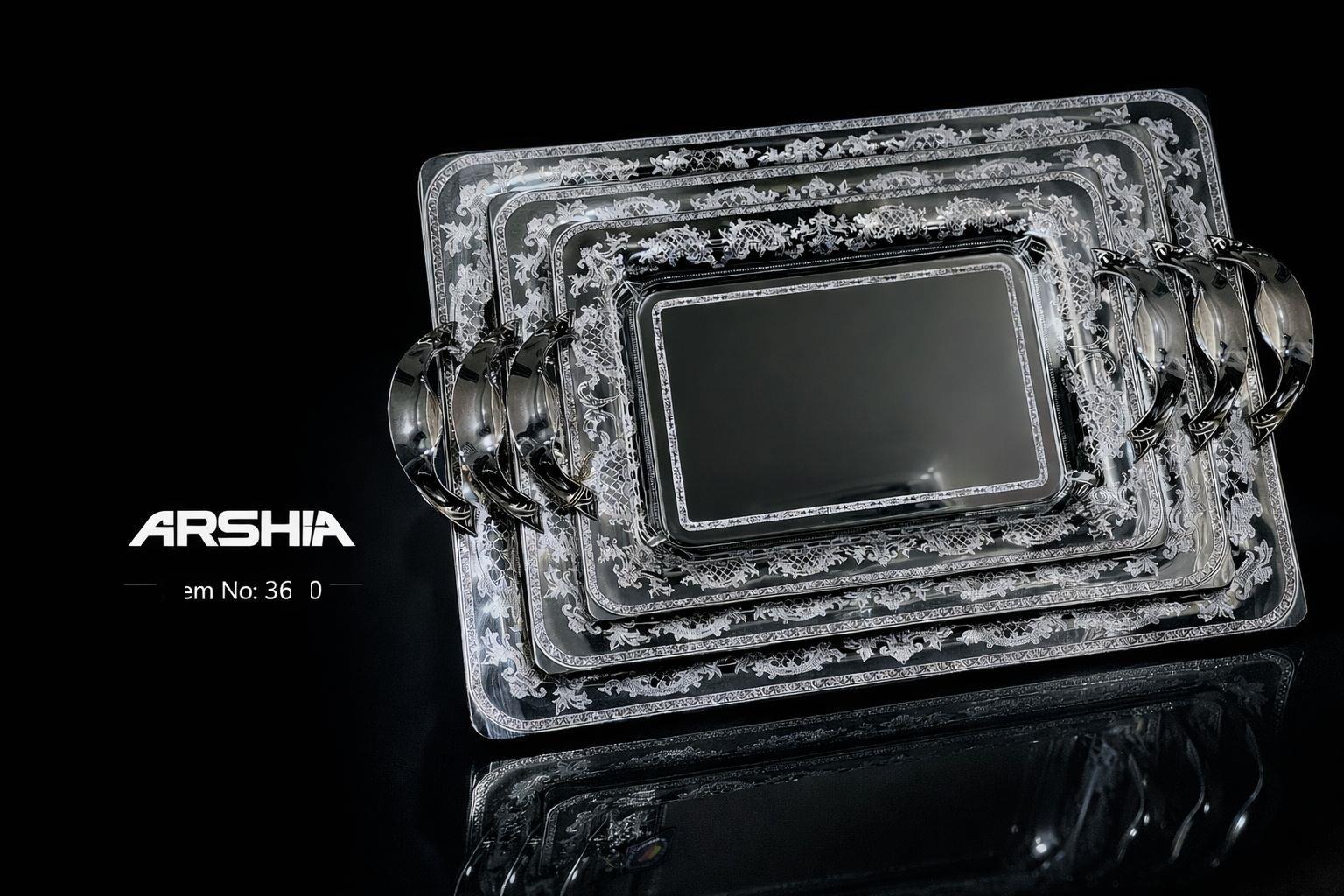 ARSHIA Silver Serving Tray Set 3pcs