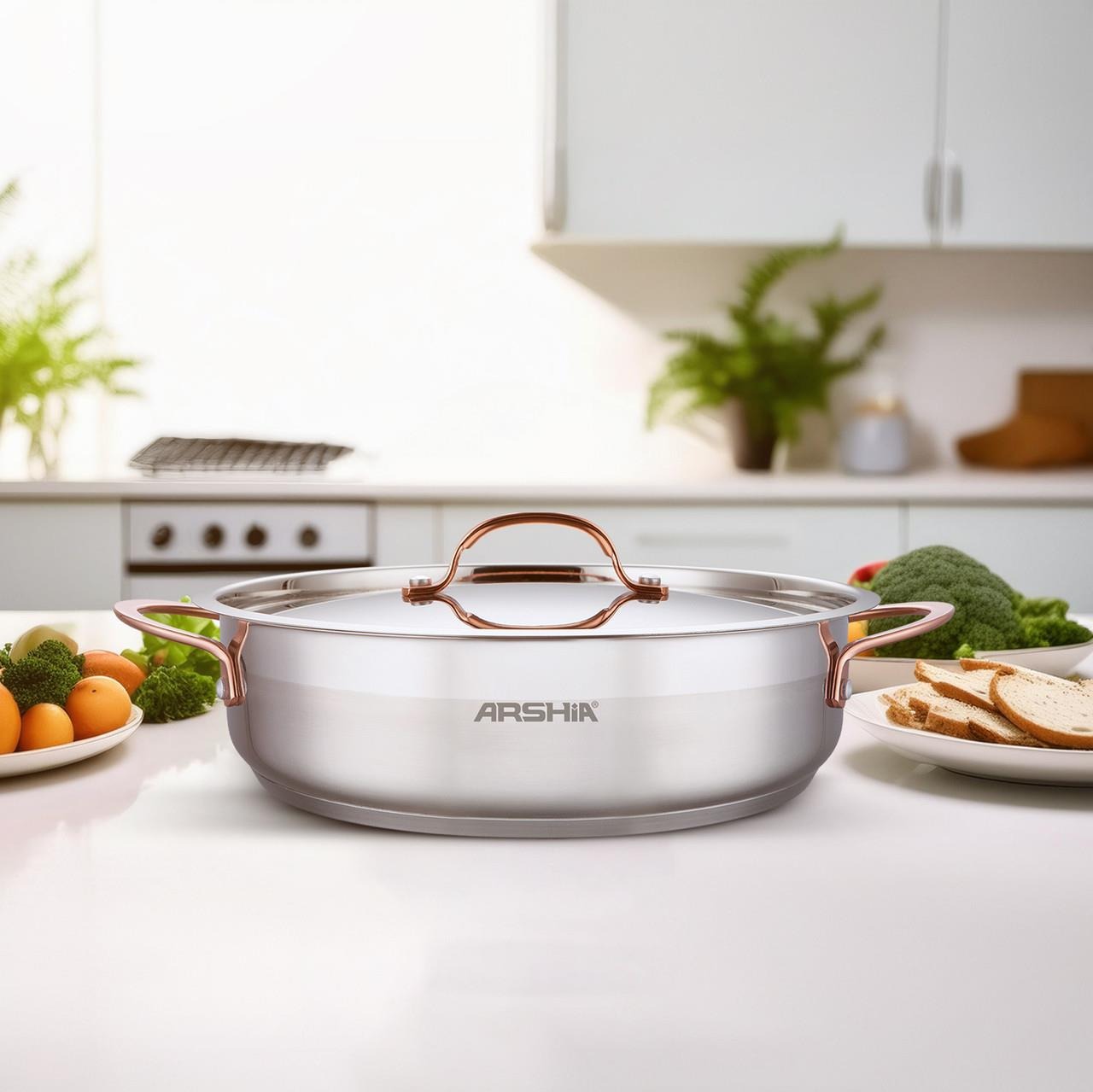 SS014 Frypan with Long Handles & 2 Lids