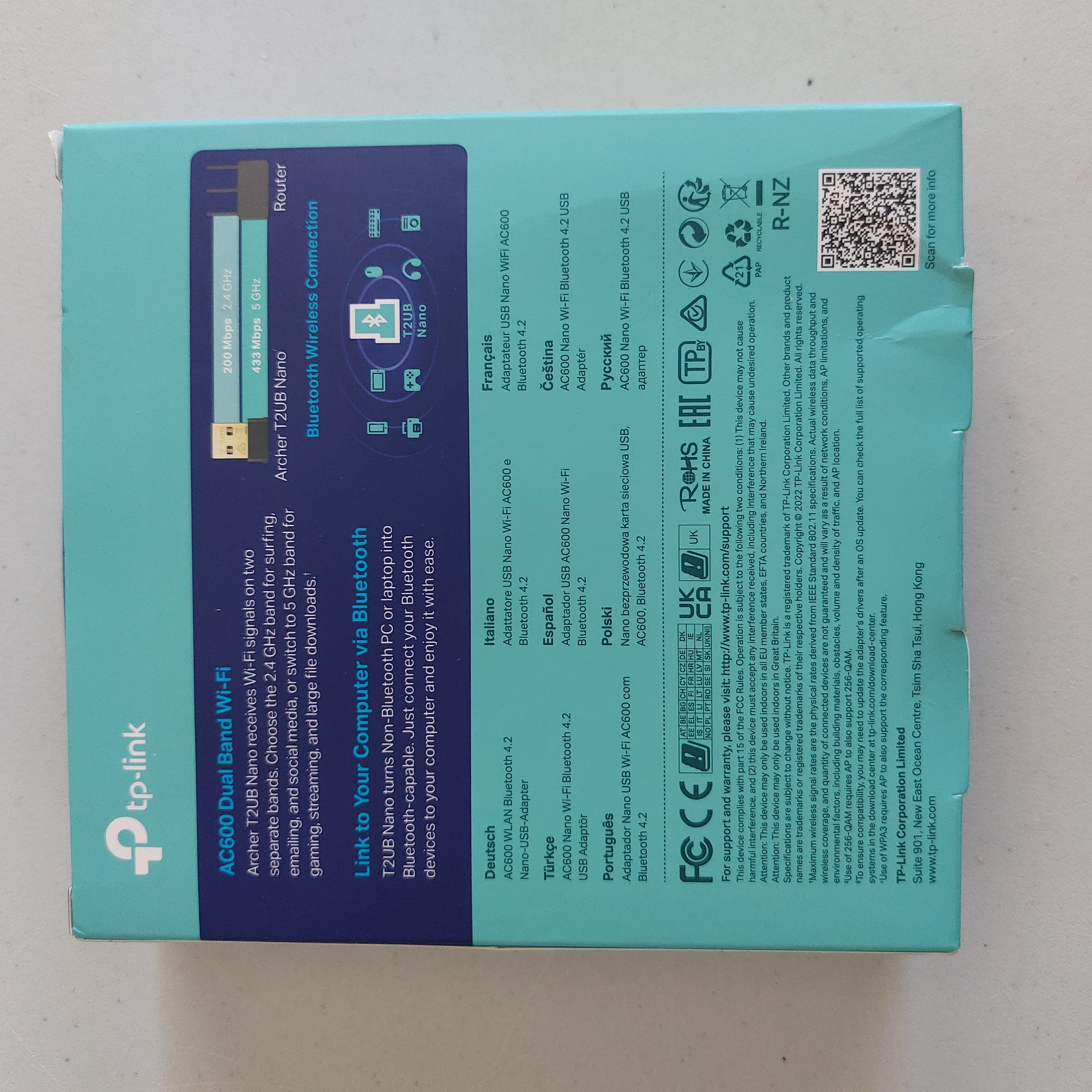 TP-Link AC600 Nano Wi-Fi/Bluetooth Adapter, Archer T2UB Nano